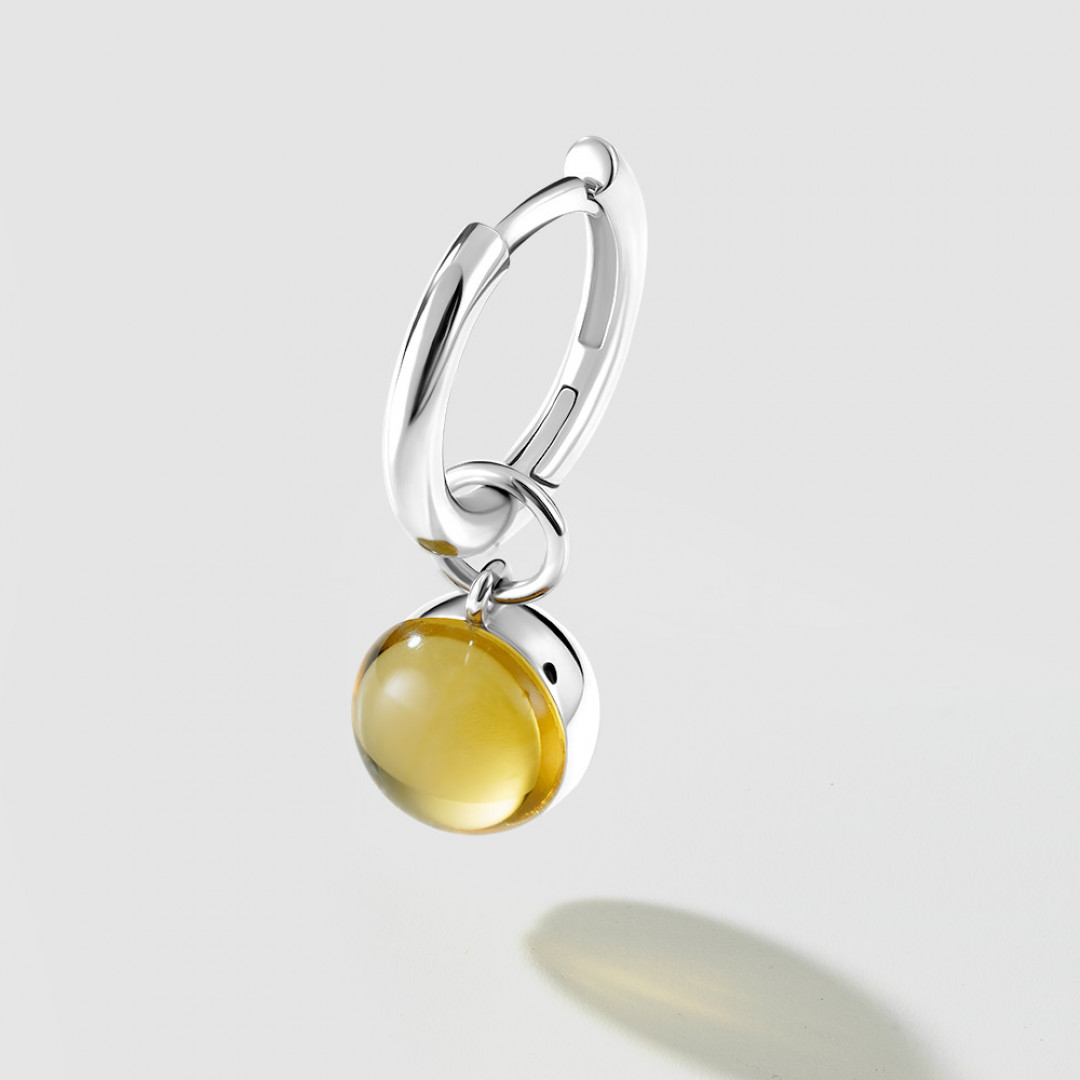Моносерьга с желтым леденцом из серебра 925 покрытого родием – купить в ...