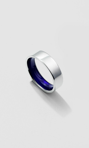 Обручальное кольцо с эмалью внутри глянцевое