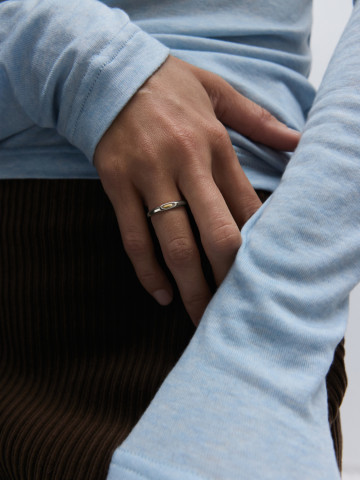 Кольцо срез из белого золота