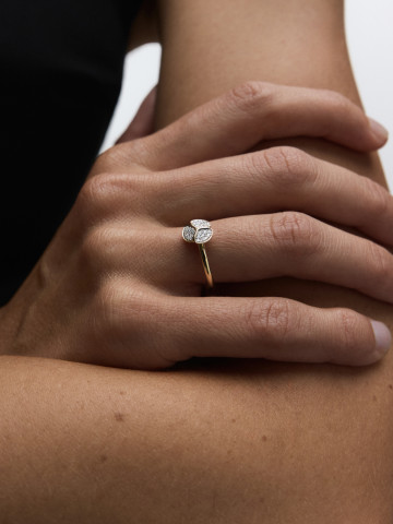 Кольцо завязь из лимонного золота с бриллиантами