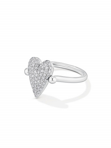 Кольцо-перевертыш из белого золота с бриллиантовым паве
