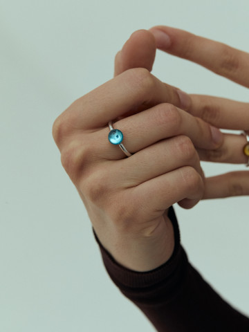 Кольцо-леденец S с голубым ситаллом