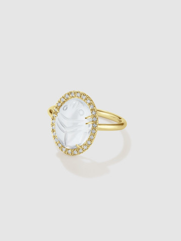 Кольцо Скарабей из лимонного золота