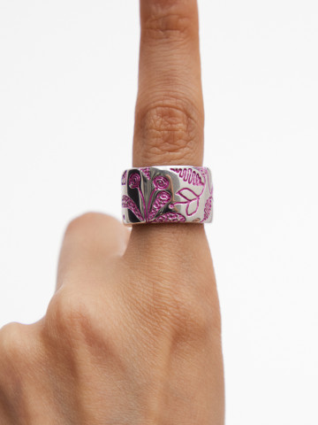 Кольцо Millefleurs широкое розовое