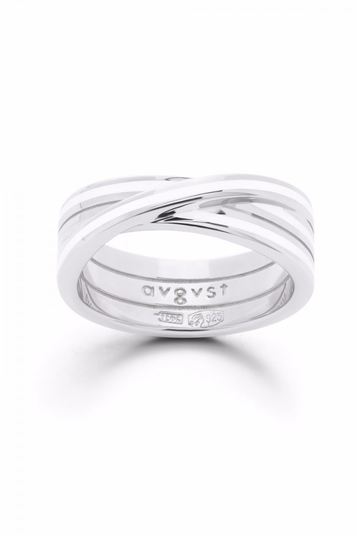 Намотанное кольцо с белой эмалью