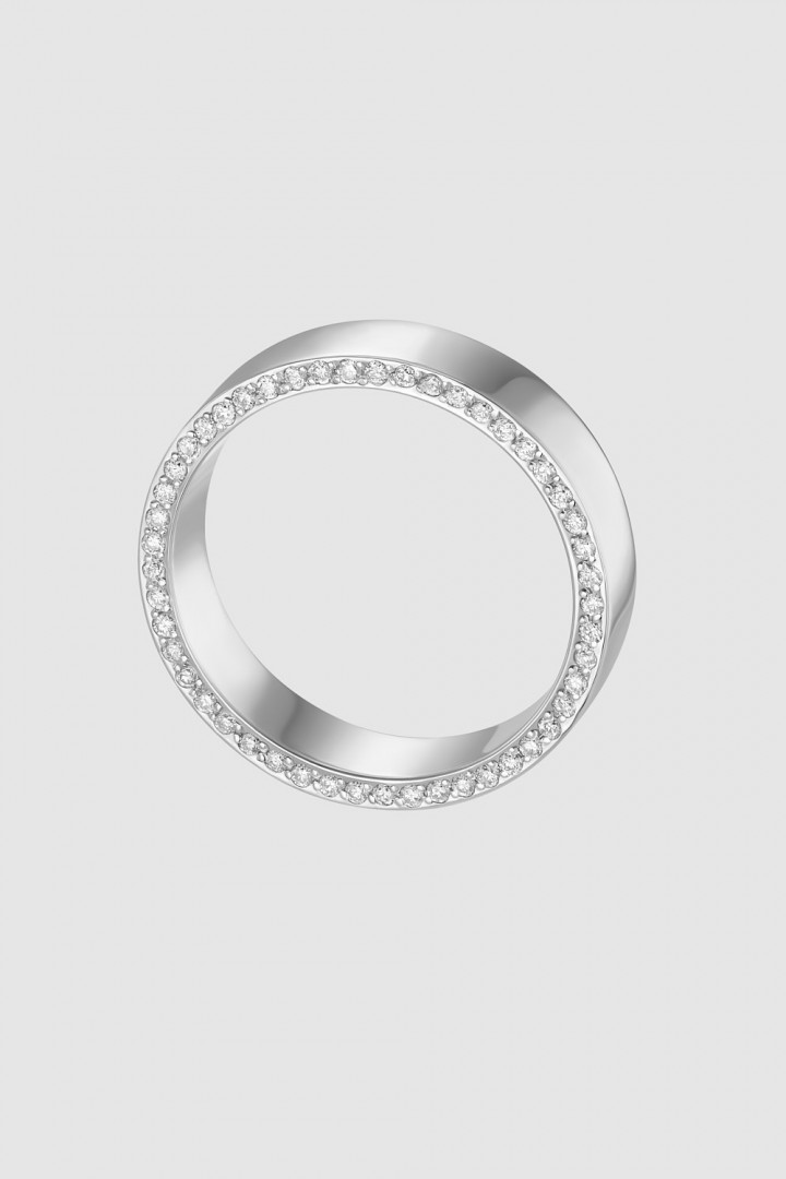 Обручальное кольцо с бриллиантами в грани title=
