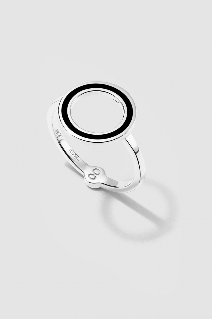 Кольцо Луна-Земля из белого золота