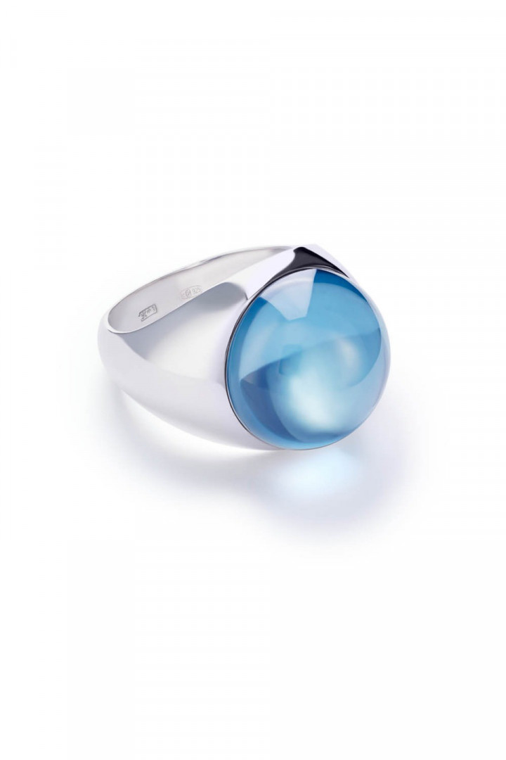Кольцо-леденец L с голубым ситаллом