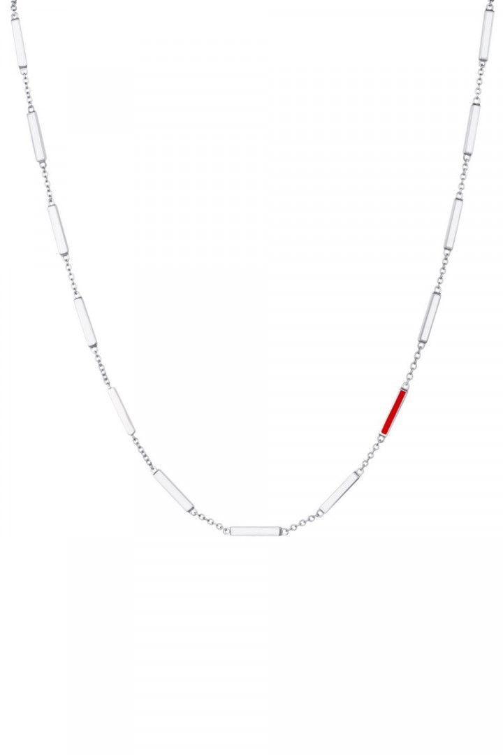 Ожерелье-штрихи с красно-белой эмалью