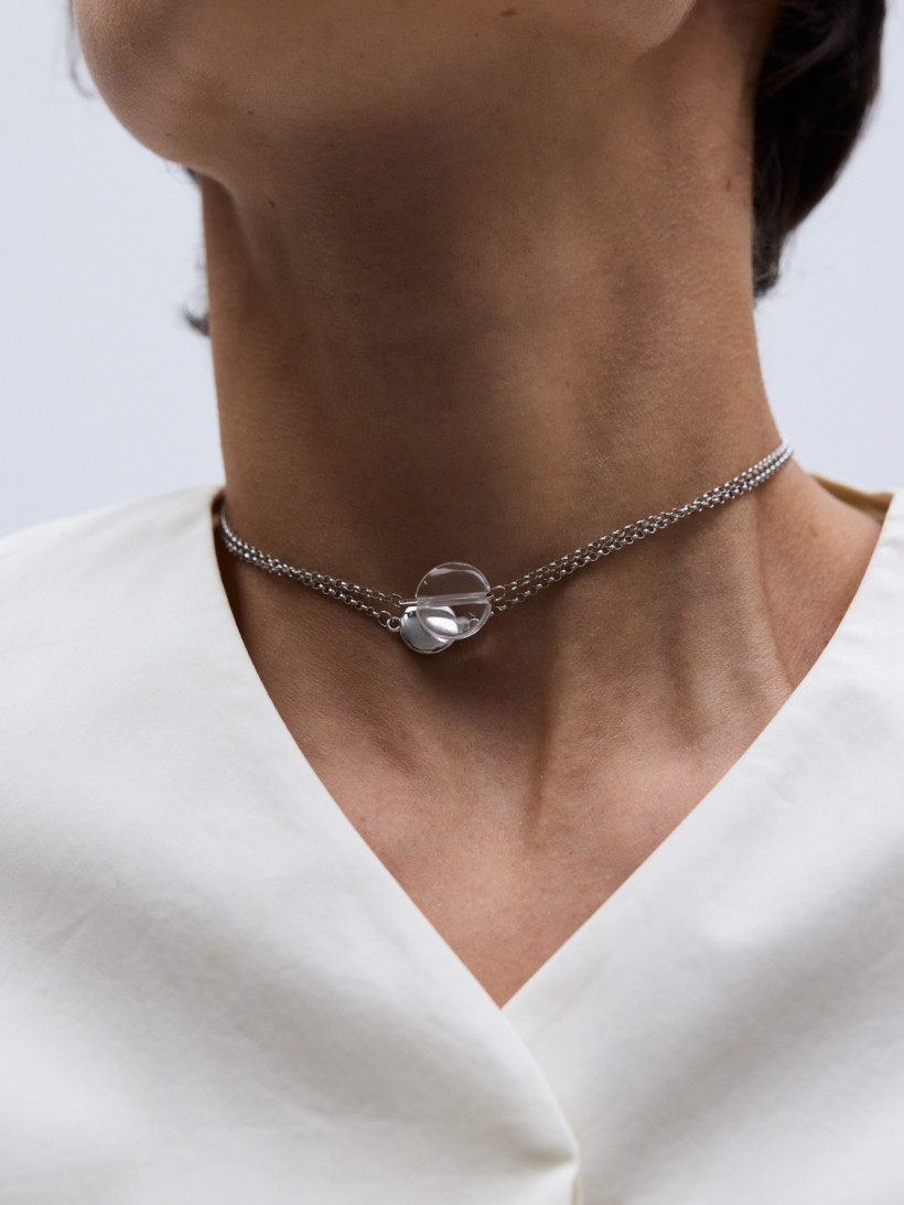 Двойная подвеска Eclipse с горным хрусталем