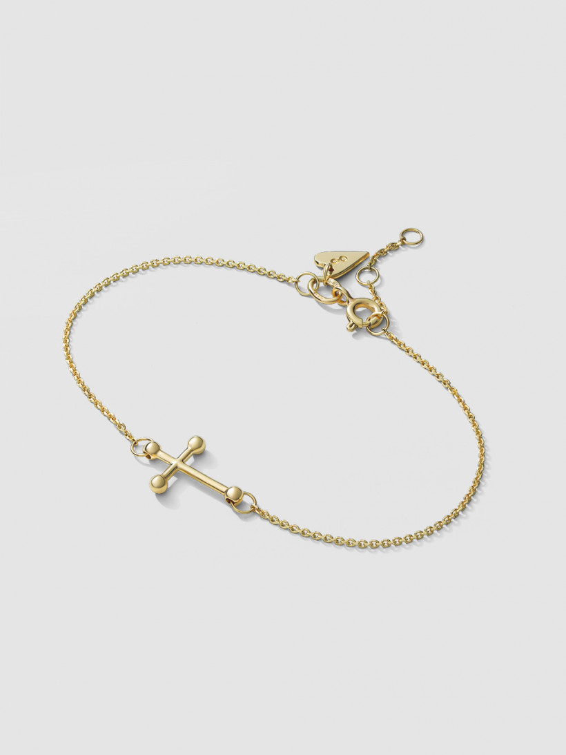 Браслет с геральдическим крестиком из лимонного золота