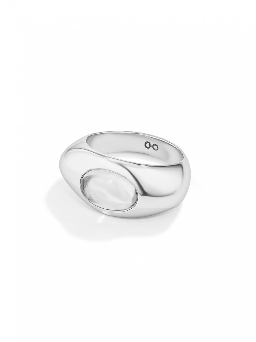 Перстень-галька с горным хрусталем