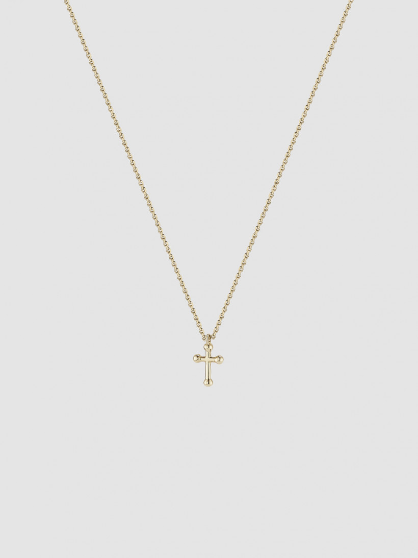 Тини-подвеска Крест из лимонного золота