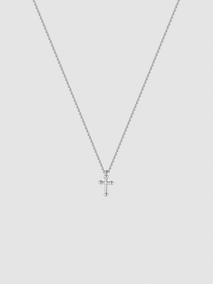 Тини-подвеска Крест из белого золота