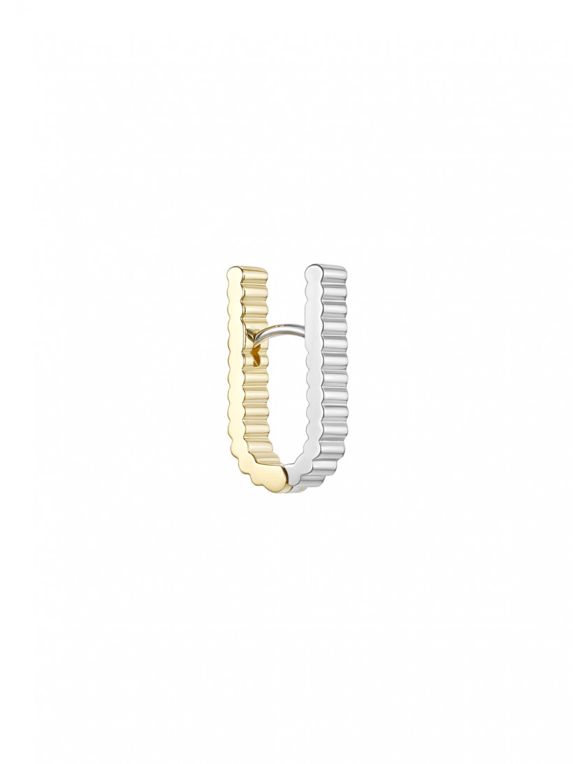 U-серьга стеклярус из белого и лимонного золота