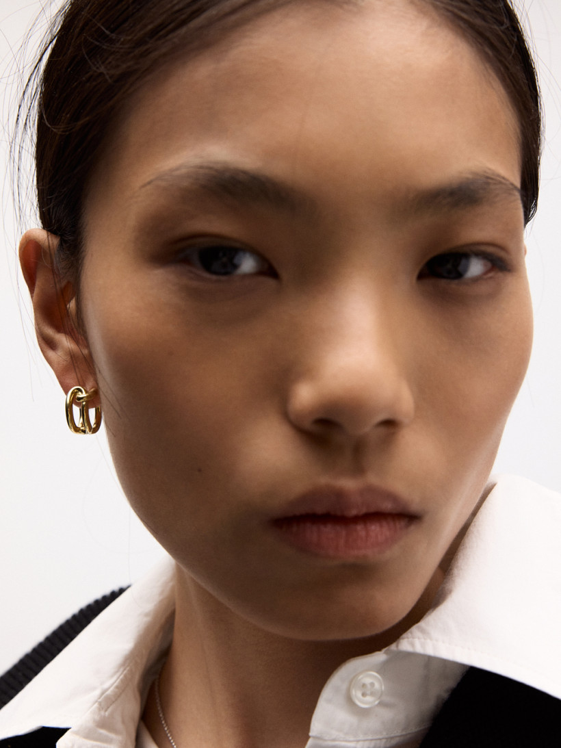 Хупы три звена с позолотой