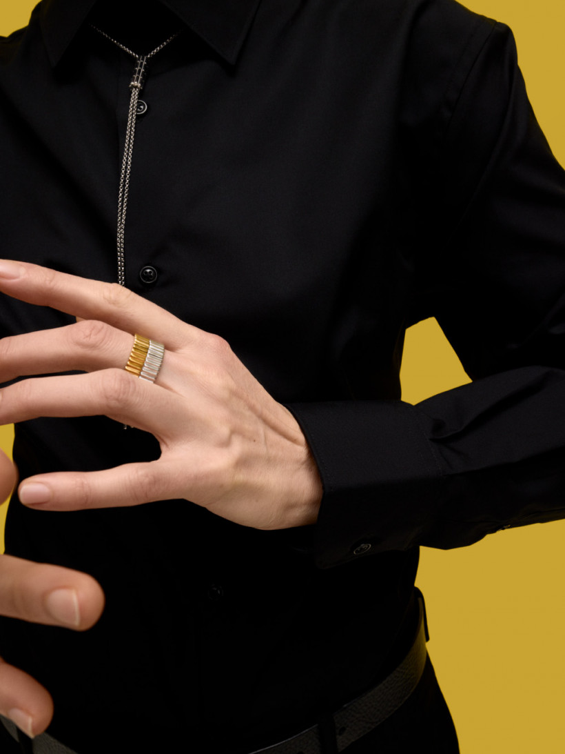 Кольцо двойной стеклярус с позолотой