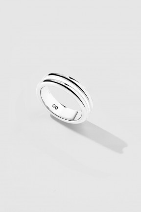 Обручальное кольцо II с белой эмалью