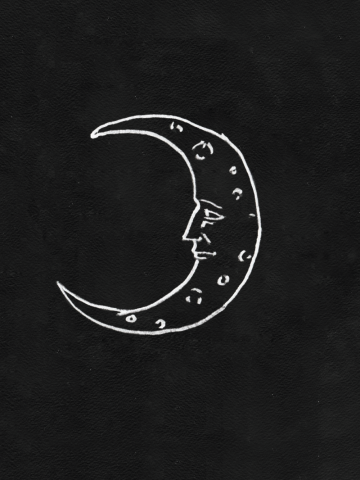 Полумесяц, спокойно смотрящий влево (контурная)