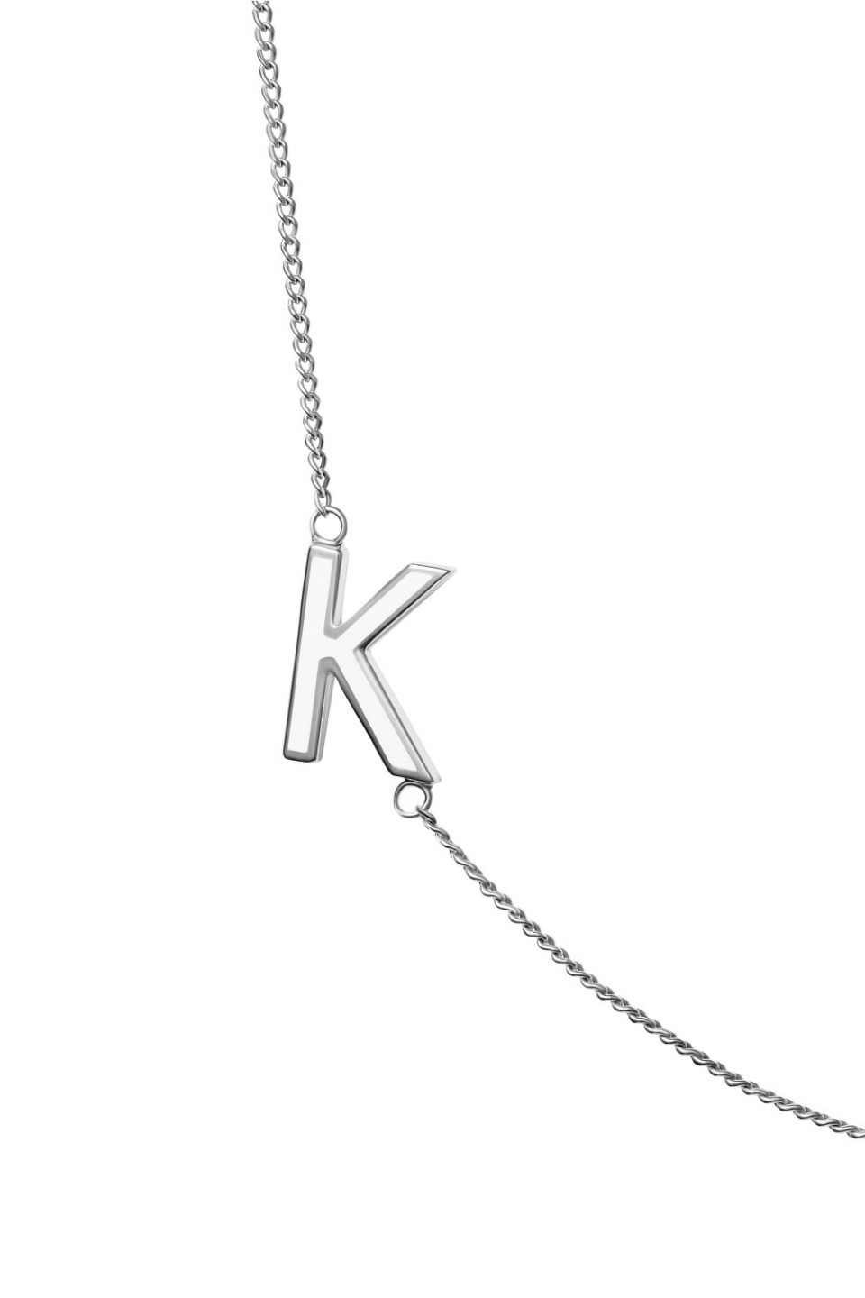 Подвеска-буква K с белой эмалью
