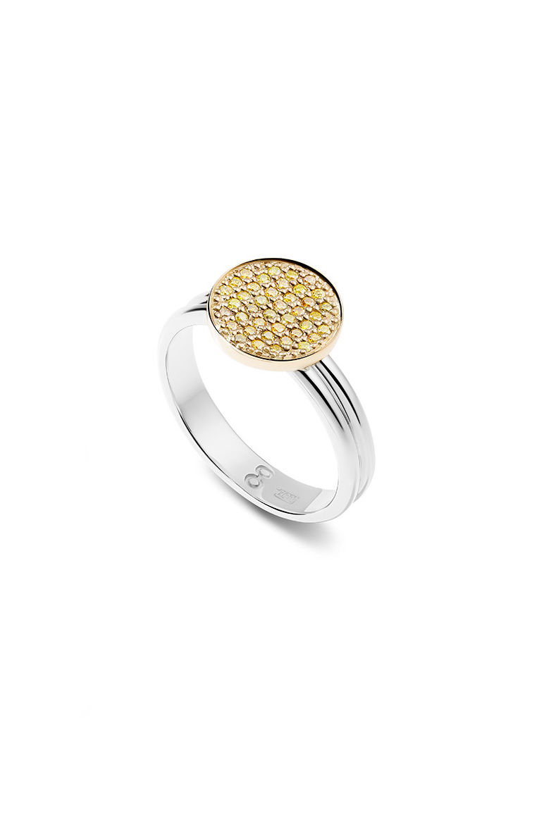 Кольцо для помолвки двухцветное с желтыми бриллиантами 