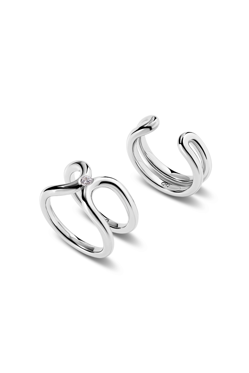 Обнимающее кольцо для помолвки с бриллиантом 