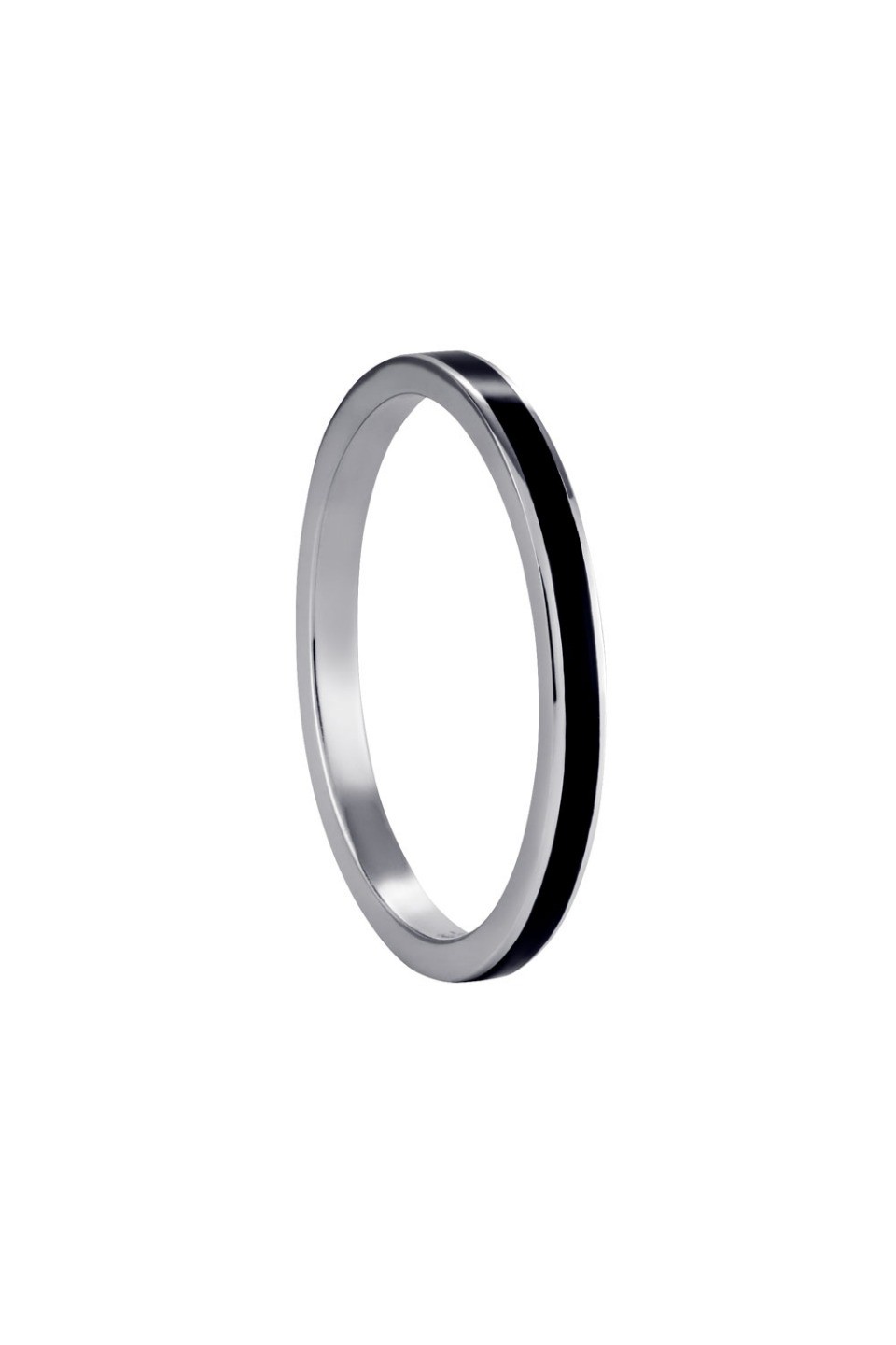 Тонкое кольцо с черной эмалью 